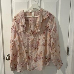 H&M pink floral blouse